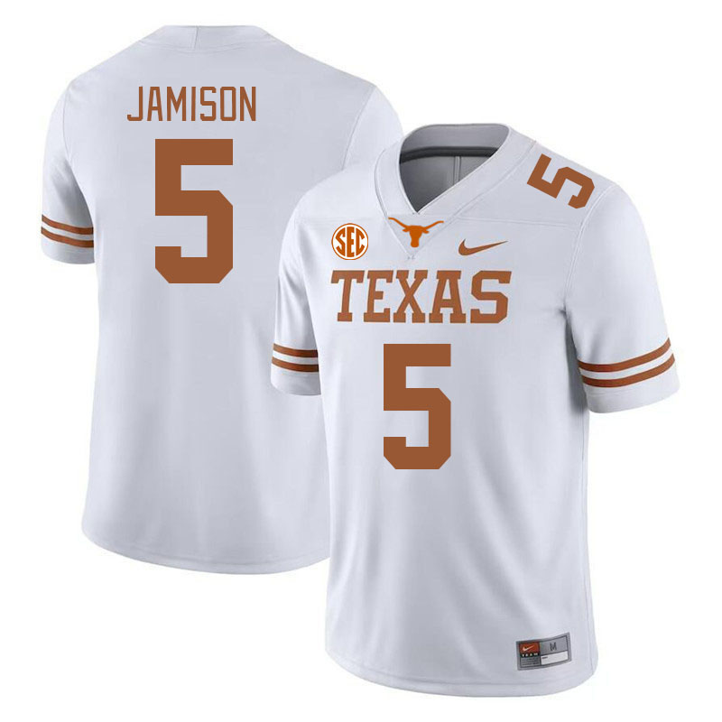 # 5 D'Shawn Jamison Texas Longhorns Jerseys Football Stitched-White